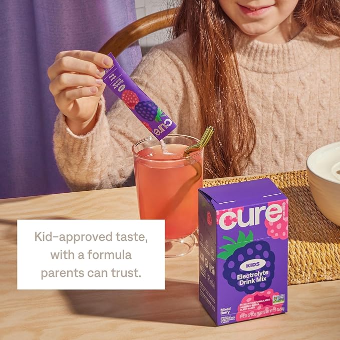 Cure Hydration - Kids Electrolyte Drink Mix | Plant-Based Pediatrician Formulated Rehydration | No