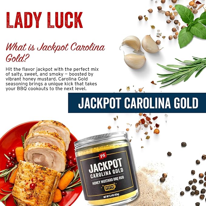 PS Seasoning Jackpot Carolina Gold - Sweet and Tangy Honey Mustard BBQ Seasoning and Rubs for