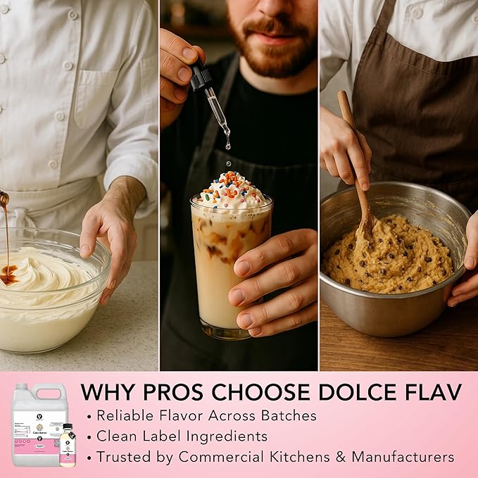 Dolce Flav Cake Batter Flavoring ??32 oz. ??Premium Water-Based Extract for Ice Cream, Desserts
