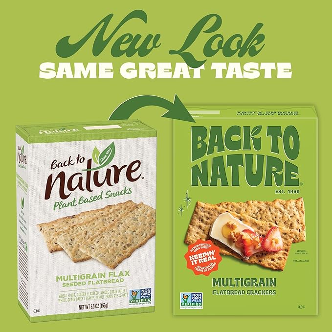 Back to Nature Multigrain Flatbread Crackers, Non-GMO, Vegan Friendly Snack Cracker, Made with