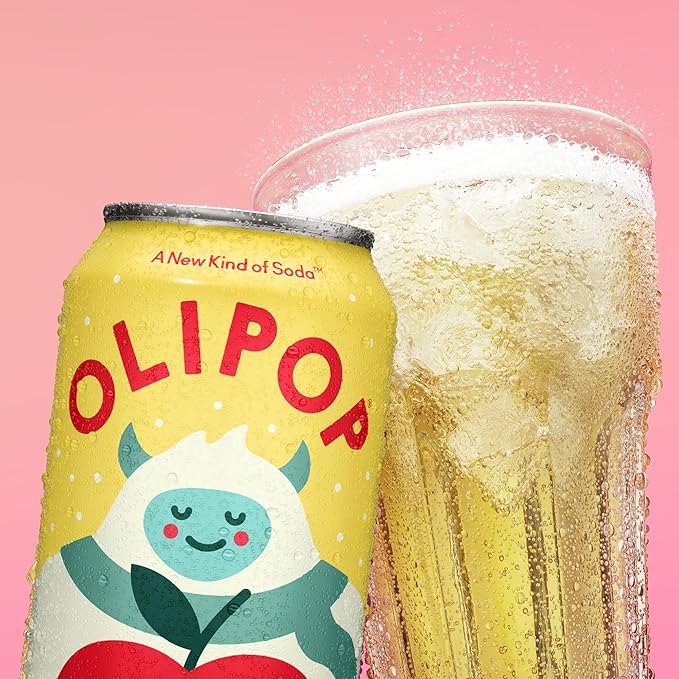 OLIPOP Prebiotic Soda Pop, Crisp Apple, Pantry Pack Packed with Prebiotics, Fiber, and Botanicals