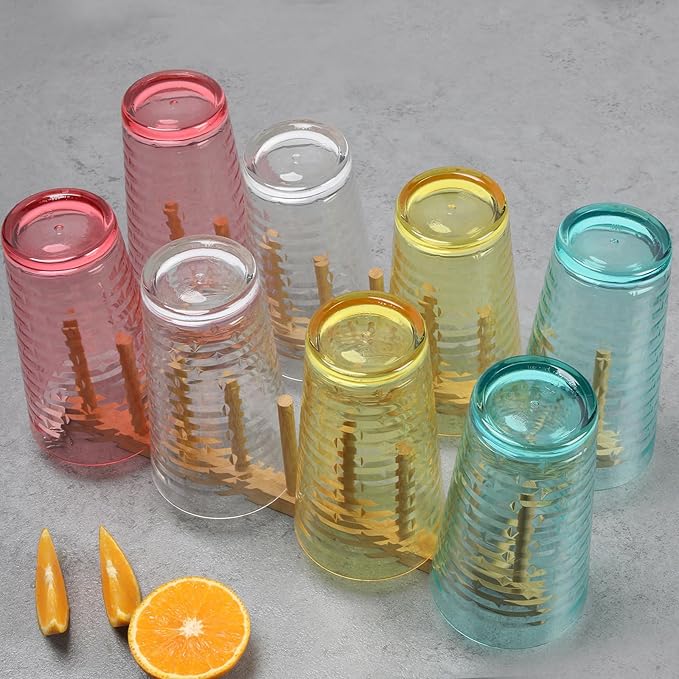 BPA-Free Plastic Tumblers 8 Pack (8x22oz) | Reusable Dishwasher Safe | Stackable Shatterproof Cups