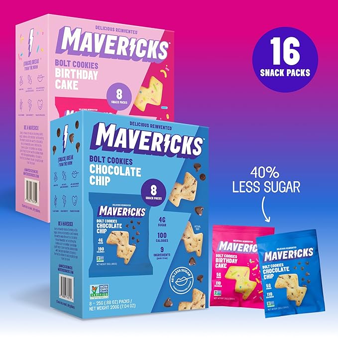 Mavericks Snacks Bolt Cookies Variety Pack ??Healthy Snacks for Kids & family ??Low Calorie