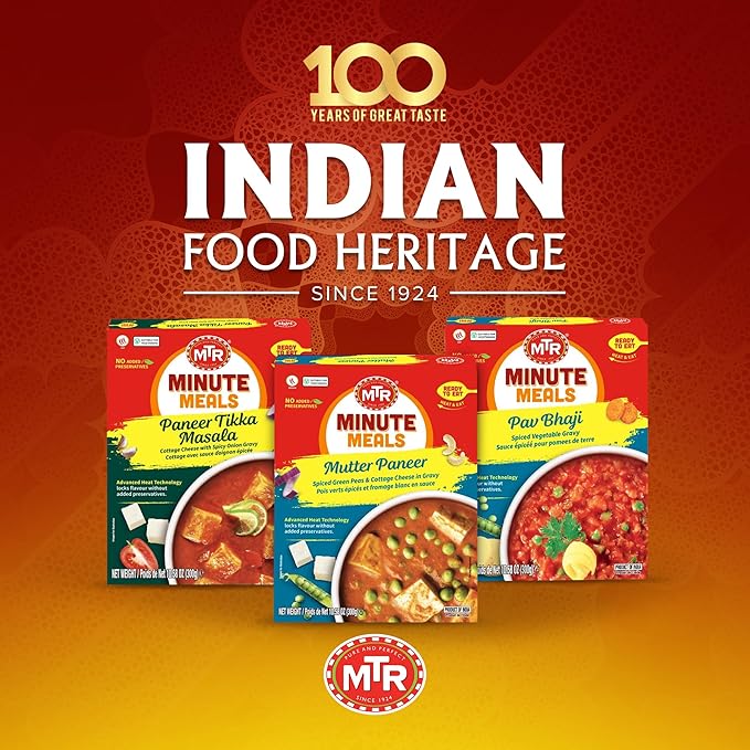 MTR - Minute Meals: Mutter Paneer - Spiced Green Peas & Cottage Cheese in Gravy - Tasty Indian Meal