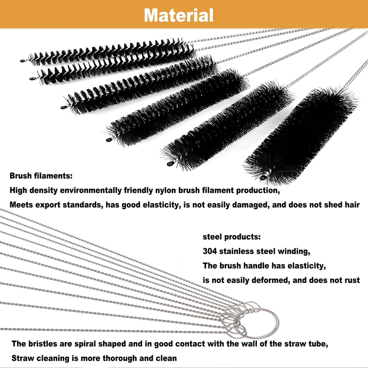 Espresso Machine Cleaning Brush - 15 PCS Long Handle Straw & Bottle Brush Kit, Flexible Scrubber