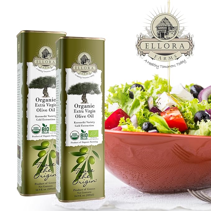 Ellora Farms, Organic Extra Virgin Olive Oil, Cold Press, Traceable Single Origin, Kosher, High