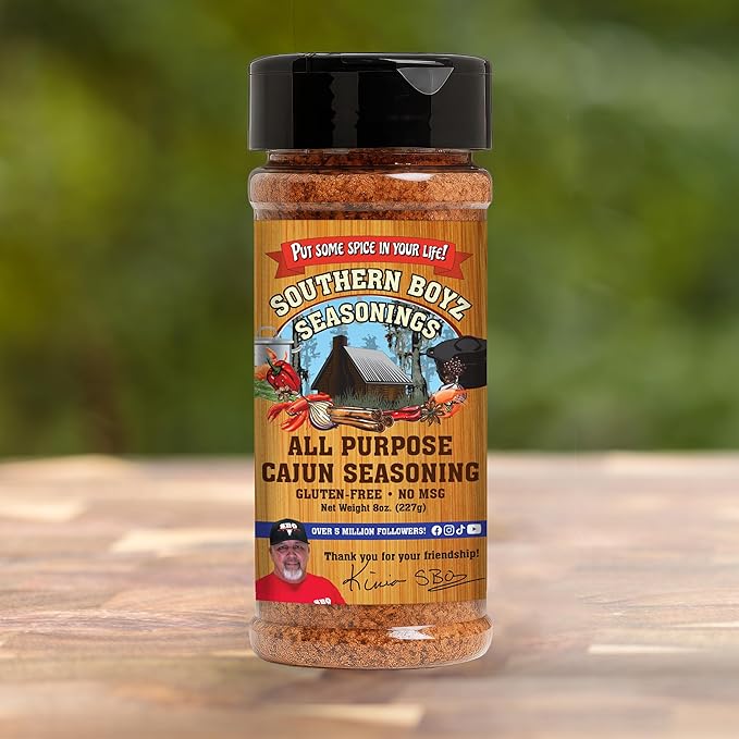 Southern Boyz All Purpose Cajun Creole Seasoning, 8 Ounce Shaker (No MSG, Gluten-Free Blend), 8