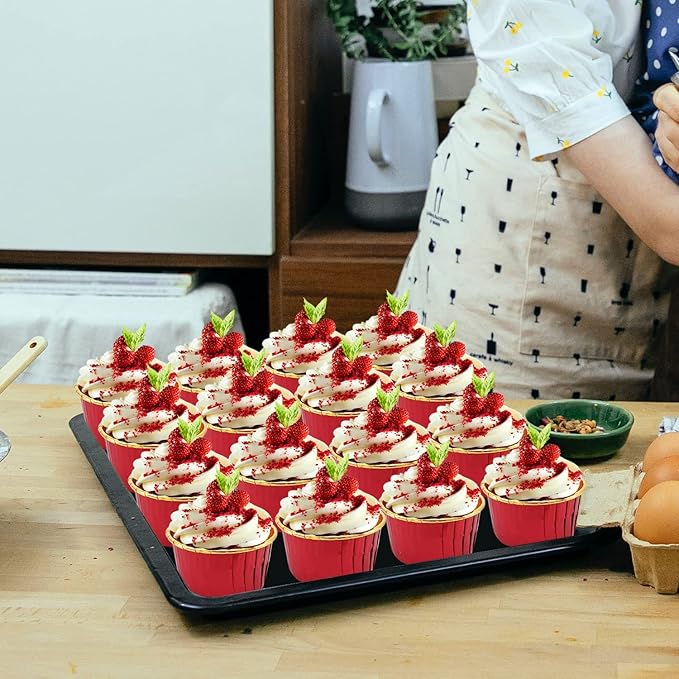 Foil Cupcake Liners with Dome Lids 100Pack,Free-Air 3.5Oz Cups for Baking,Disposable Ramekins