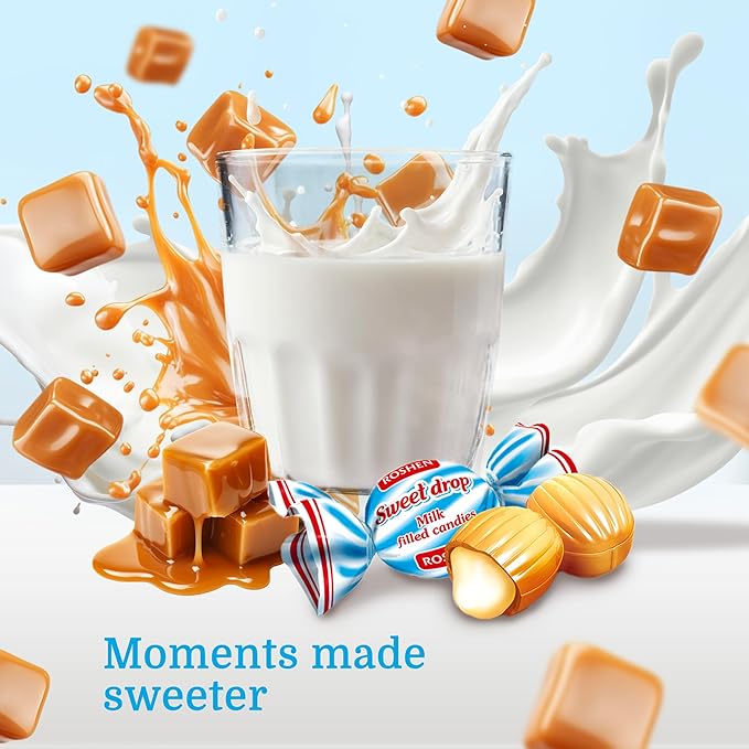 Roshen Caramel Candy Sweet Drop with Milky Filling, Delicious, Flavorful Sweets 378gr/13.33oz Pack