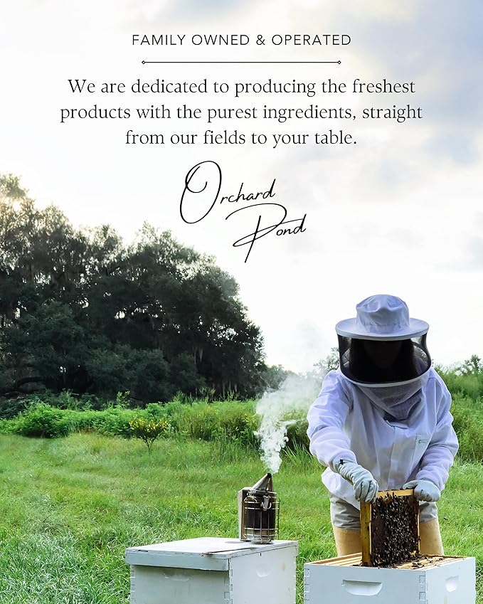 Orchard Pond Raw Wildflower Honey - Pure & Unfiltered, Locally Sourced with Diverse Floral Flavors