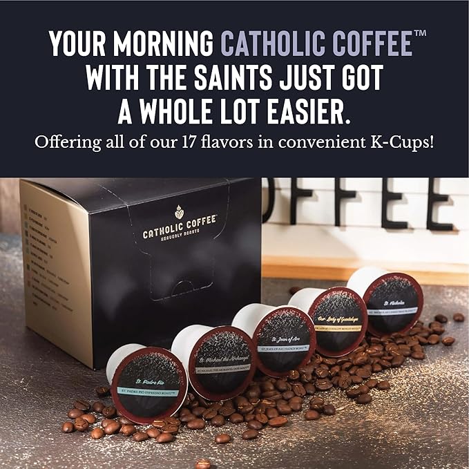Catholic Coffee St. Michael | Dark Roast Ground Coffee ??Almond & Citrus Notes | 12oz Bag ??Premium