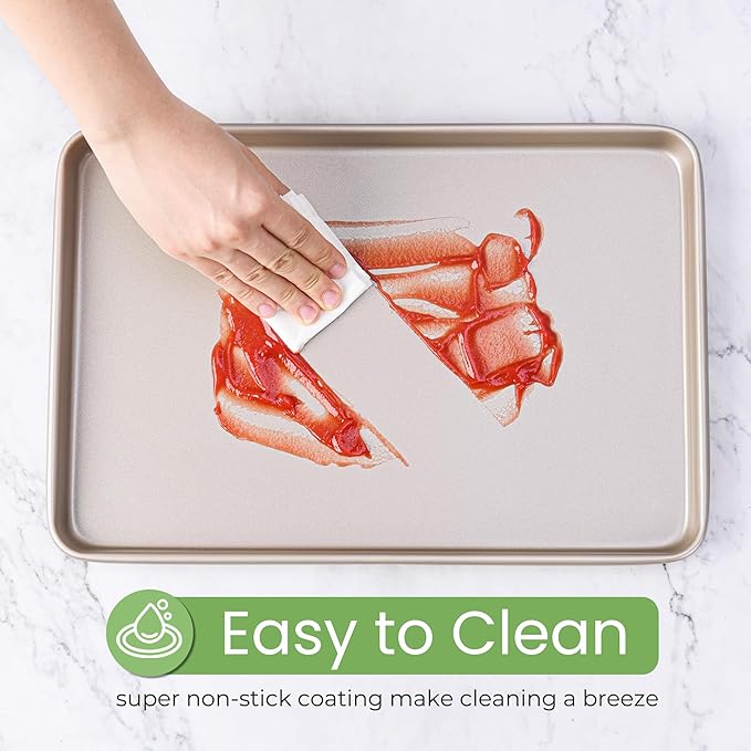 0.8mm 17-Inch Half Sheet Baking Pans,0.8mm Durable Non-Stick Carbon Steel Baking Sheet for