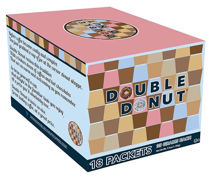 Double Donut White Hot Chocolate Mix Packets, Flavored White Hot Cocoa Mix Packets, 18 Count