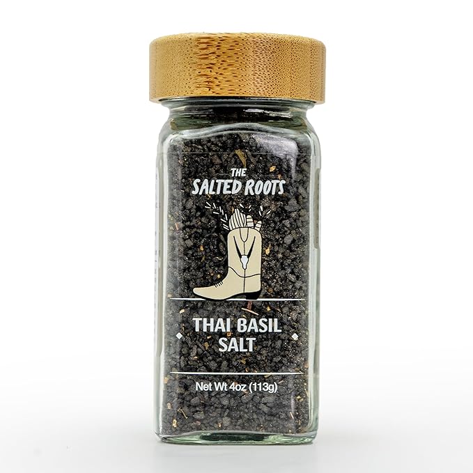 The Salted Roots - Smoked Thai Basil Salt - Infused with Thai Basil, Sauv Blanc, Lemongrass &