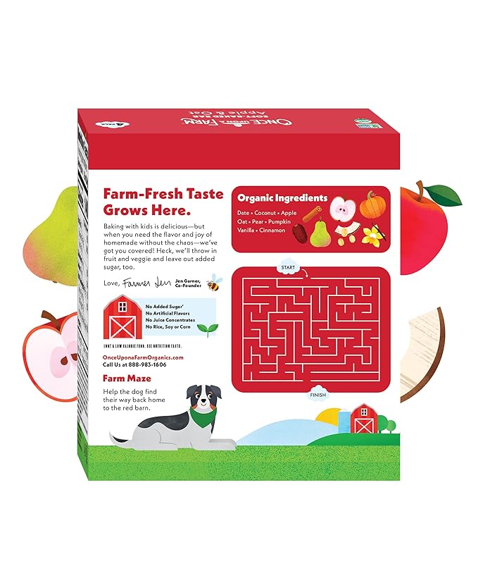 Once Upon A Farm Soft-Baked Bars, Apple & Oat, Kosher, USDA Certified Organic, Non-GMO, 4 Count
