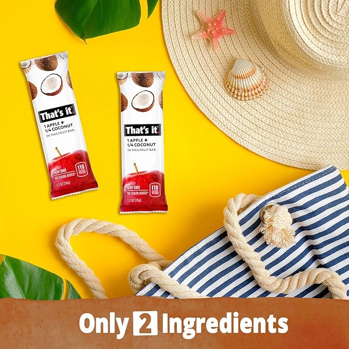 That's it. Apple + Coconut 100% Natural Real Fruit Bar, Best High Fiber Vegan, Gluten Free Healthy