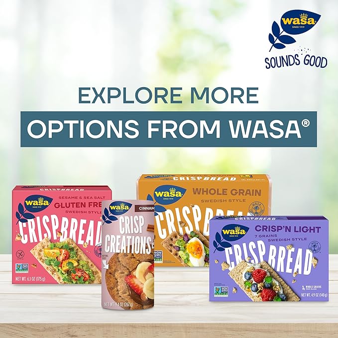 Wasa Sesame and Sea Salt Crisp Creations, 8.3 oz. (Pack of 8), Large Round Toppable Crackers Made