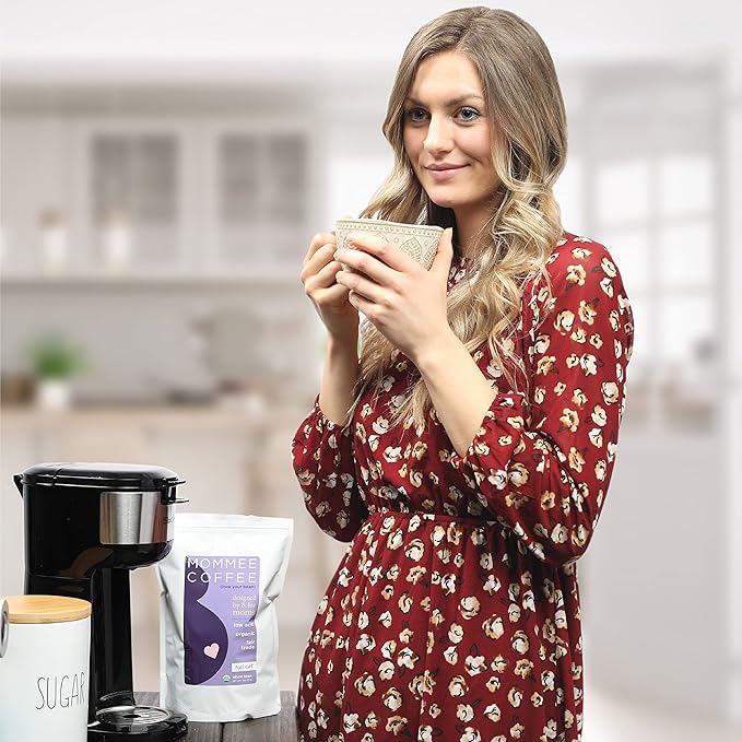 Mommee Coffee Full Caf Low Acid Whole Organic Coffee Beans - 100% Arabica Organic Full Caff Coffee