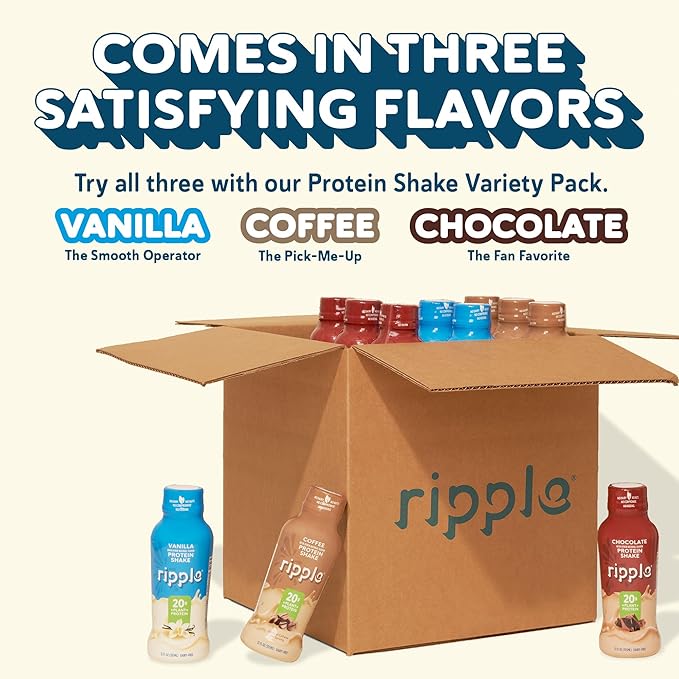 Ripple Vanilla Plant Based Protein Shake | 20g of Quality Sourced Pea Protein, Calcium & Iron Rich