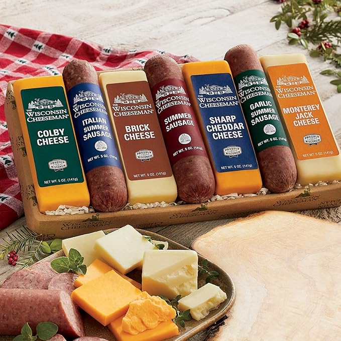 The Wisconsin Cheeseman Meat and Cheese Combo - Featuring Italian, Original and Garlic Summer