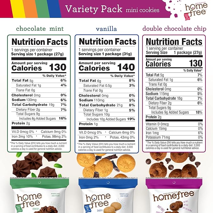 Homefree Mini Cookies Variety Pack, Gluten Free, Nut Free, Vegan, Cookie Snack Packs, School Safe