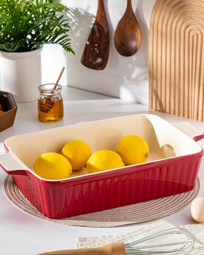 MALACASA 4.4 QT Baking Dish, 9x13 Large Casserole Dish for Oven, Ceramic Baking Pan, Rectangular