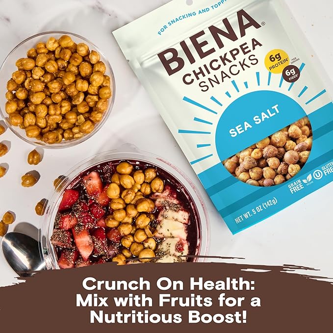 BIENA Chickpea Snacks - Crunchy Roasted Chickpeas - High Fiber Vegan Protein Snacks for Adults and