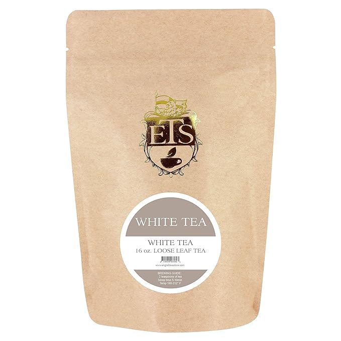 White Tea Loose Leaf Tea Pouches - 4oz | Premium Pai Mu Tan Tea with Amber Brew Jammy Malty Flavor