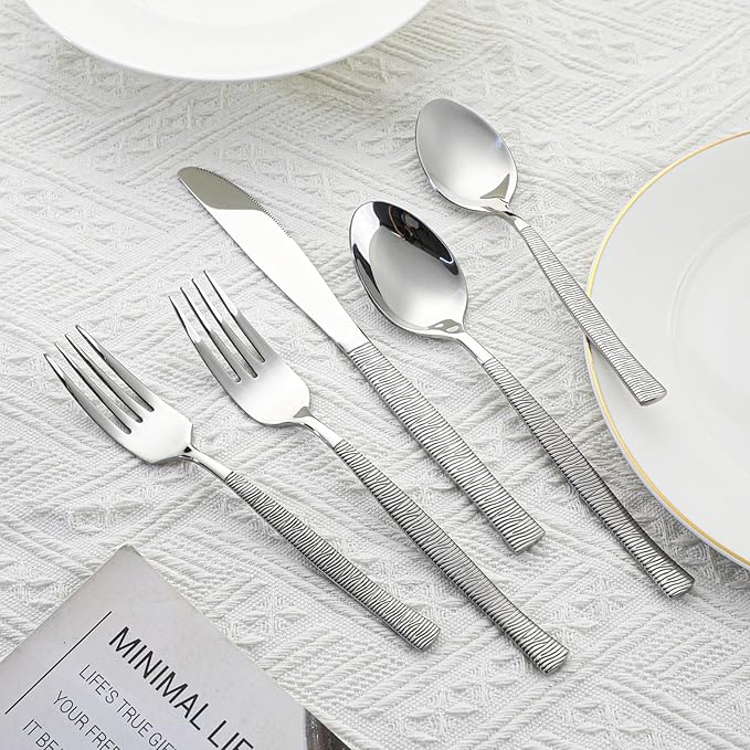 40-Piece Silverware Set Stainless Steel Flatware Set for 8,Dinner Knives Forks and Spoons