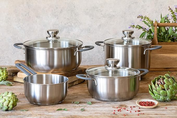 BRA COOKWARE Master Casserole w/Glass Lid | 8 inches - 2.4 quarts Professional Pot | Stainless