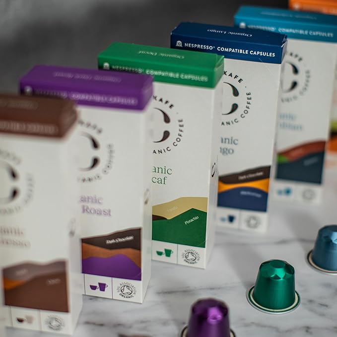 Cru Kafe Dark Roast USDA Organic Espresso Coffee Capsules (10 Pods) Fairtrade Coffee Pods