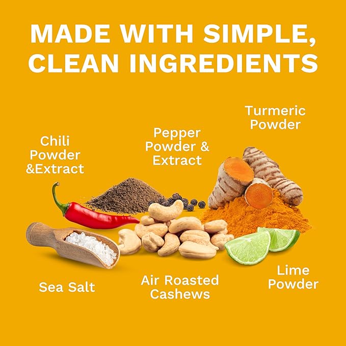 Golden Turmeric Wrapped Whole Cashews by Karma Nuts, Air Roasted with Natural Skins, 2X more Fiber