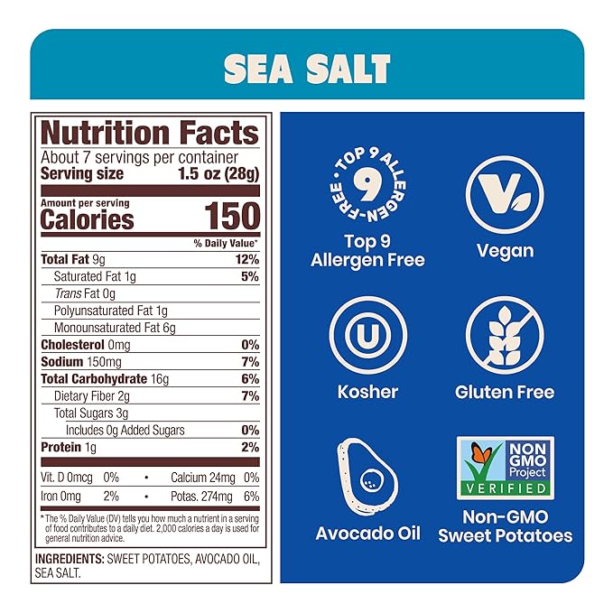 Jackson?™s Potato Classic Kettle Chips with Sea Salt (1.5oz, Pack of 18) - Made with Premium