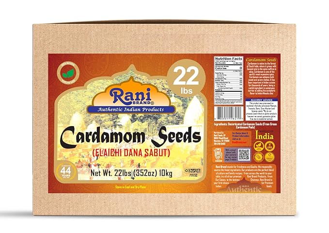Rani Cardamom (Elachi) Decorticated Seeds Indian Spice 352oz (22lbs) 10kg Bulk Box ~ All Natural |