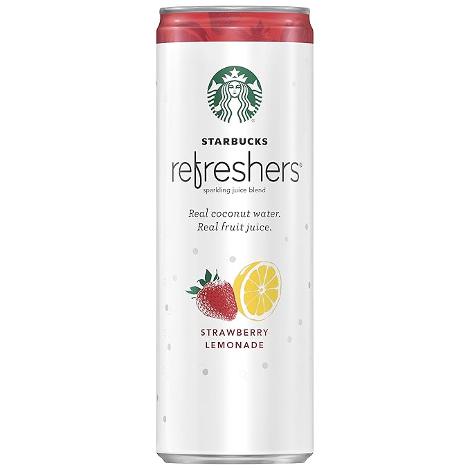 Starbucks Refreshers, 3 Flavor Variety Pack (Peach,Cherry, Stw Lmd), 12 Ounce Sleek Cans (Pack of