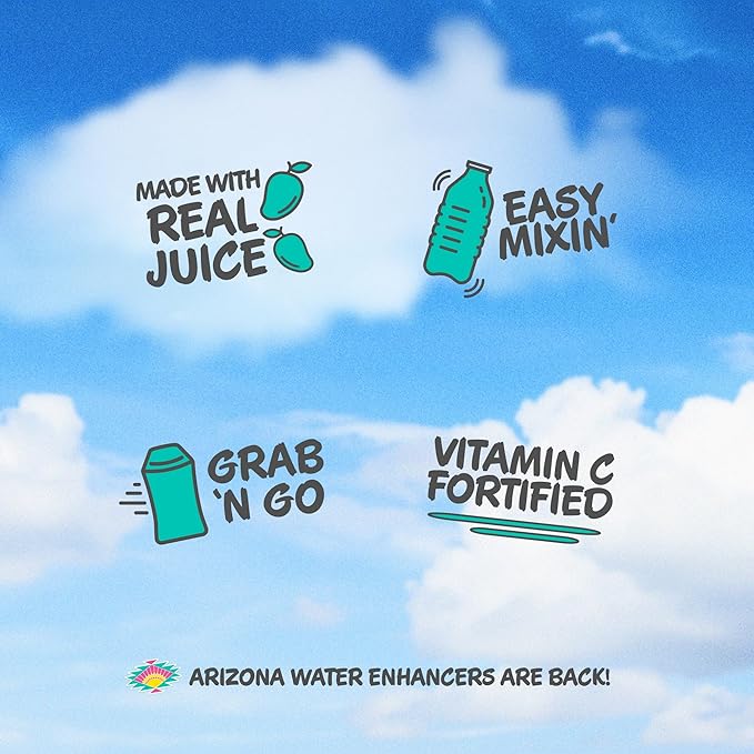 AriZona Mucho Mango Fruit Juice Cocktail - On-the-Go Water Enhancer, 1.62 fl oz Bottle (Pack of 12)