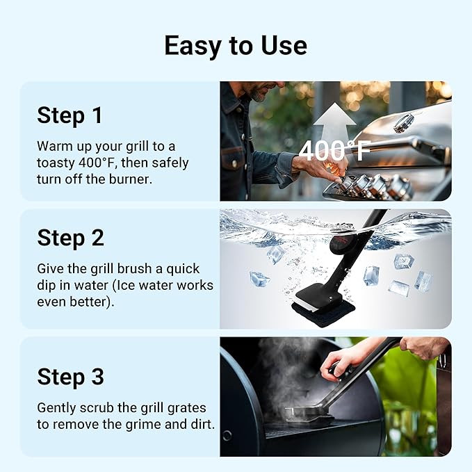 BBQ Grill Brush Bristle Free - 17" Safe Steam Grill Cleaner Brush with Scraper and 5 Brush Heads