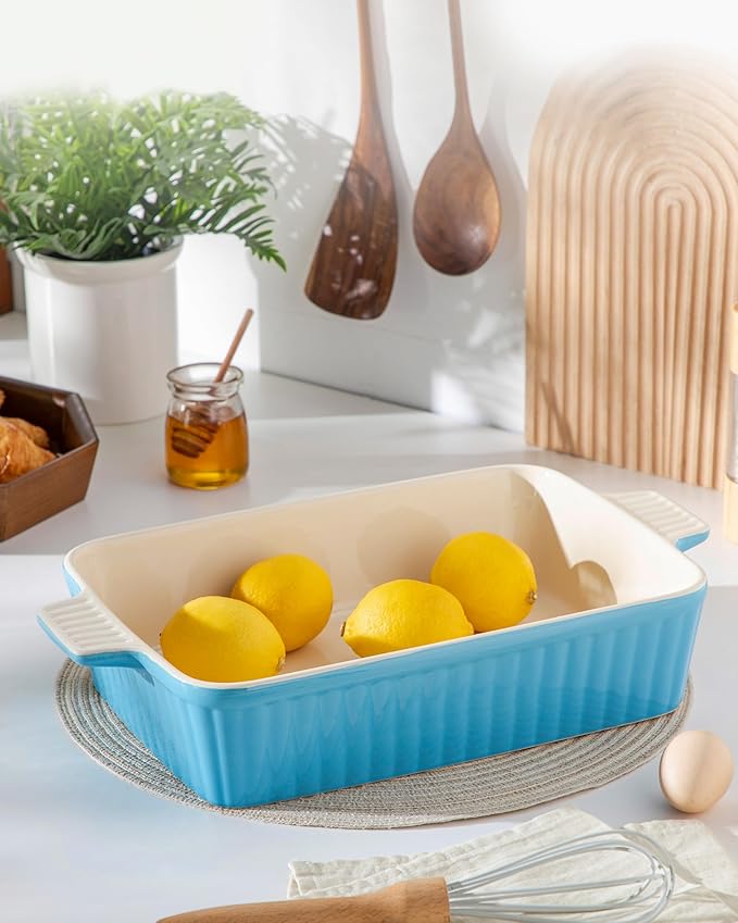 MALACASA 4.4 QT Baking Dish, 9x13 Large Casserole Dish for Oven, Ceramic Baking Pan, Rectangular