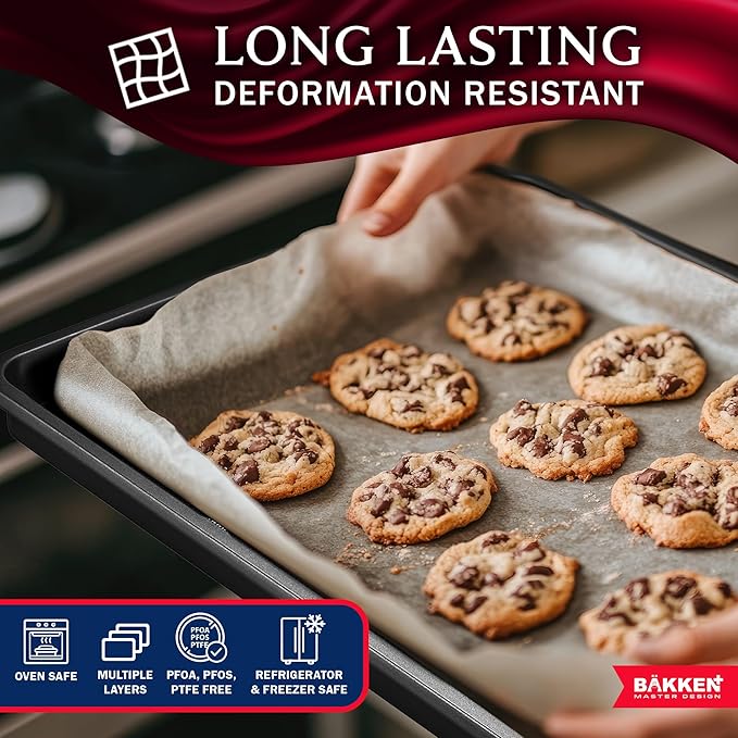 BAKKEN Kitchen Baking Pans - Small, Medium, and Large Cookie Pan (13.58×9.65, 15.75×11
