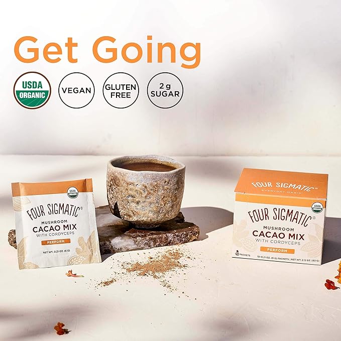 Four Sigmatic Boost Mushroom Cacao | Organic Instant Cacao with Cordyceps & Ginger | Supports