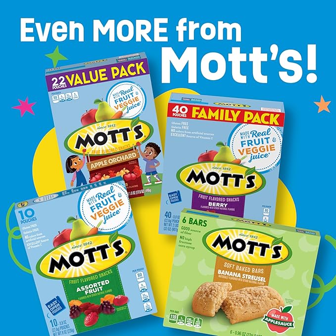 Mott's Fruit Flavored Snacks, Animals Assorted Fruit, Gluten Free Snack, 10 Ct, 8 oz (Pack of 8)