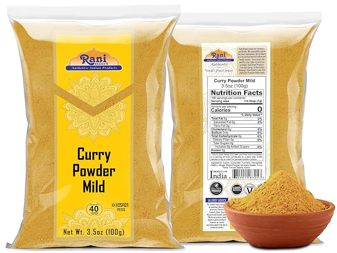 Rani Curry Powder Mild (10-Spice Authentic Indian Blend) 3.5oz (100g) ~ All Natural | Salt-Free |