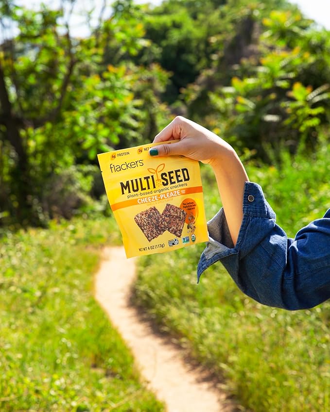 Flackers Organic Cheeze-Pleaze Multi-Seed Crackers, 4 Ounce 1-Pack, Gluten Free, Non GMO, Vegan