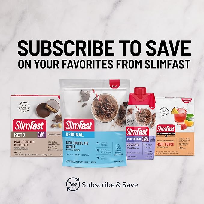 SlimFast Original Meal Replacement Powder, Rich Chocolate Royale, Weight Loss Shake Mix, 10g of