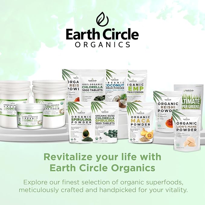 Earth Circle Organics Premium Ultra-Pure UNREFINED Cold Pressed Organic Extra Virgin Coconut Oil