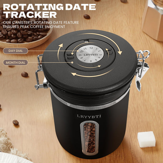 LRYYBTI Coffee Canisters with Window,Airtight Coffee Container,22oz