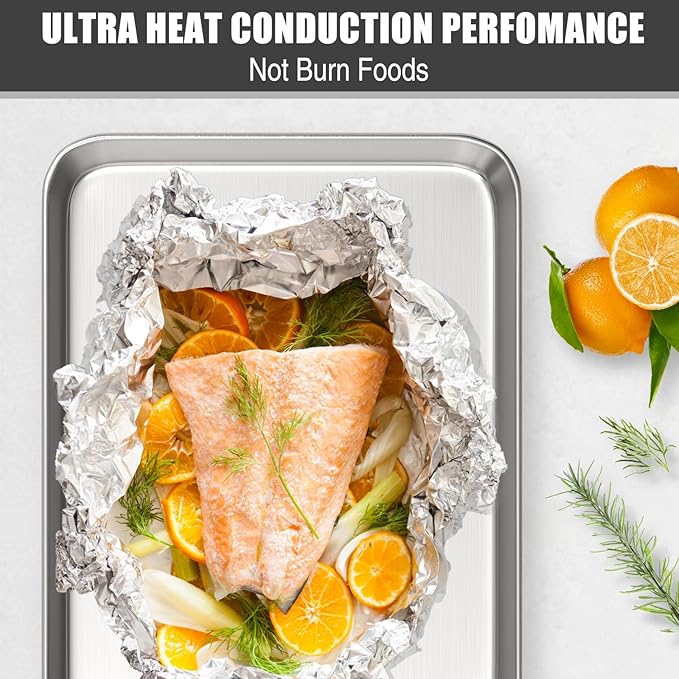 Baking Sheet Cookie Sheet Set of 2, Umite Chef Stainless Steel Baking Pans Tray Professional 9