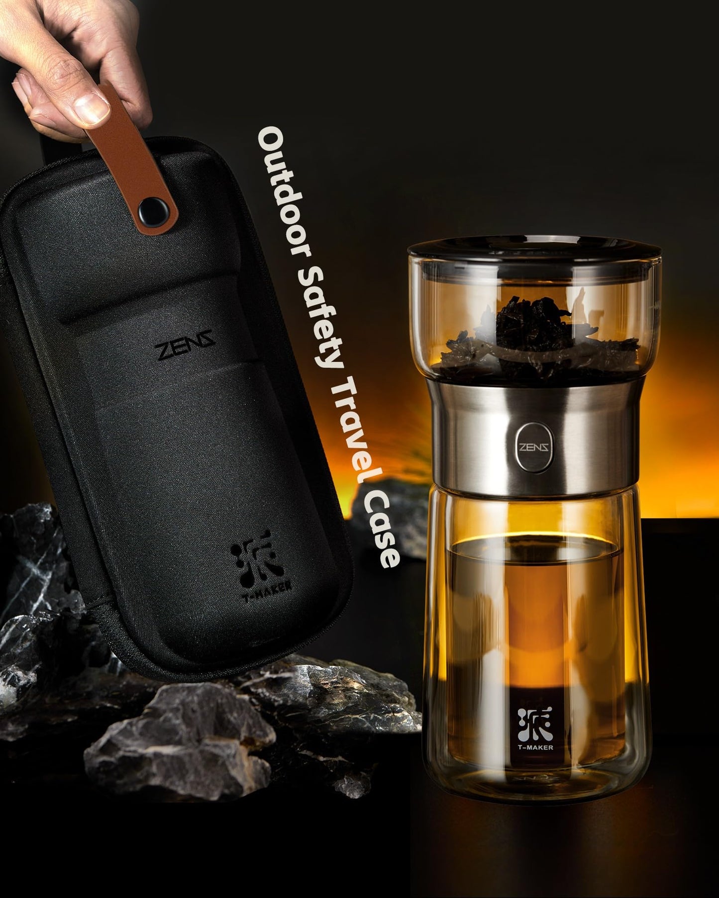 ZENS Modern Tea Infuser Teapot, One Touch Tea Maker for Loos Leaf Tea