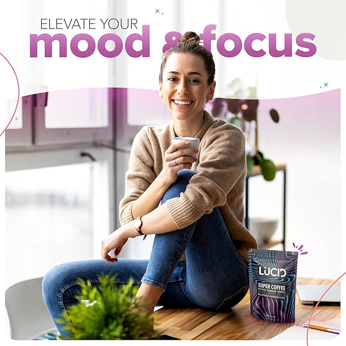 Lucid Superfood Organic Mushroom Coffee with Nootropics - Lion's Mane, Tremella, Cordyceps & Turkey