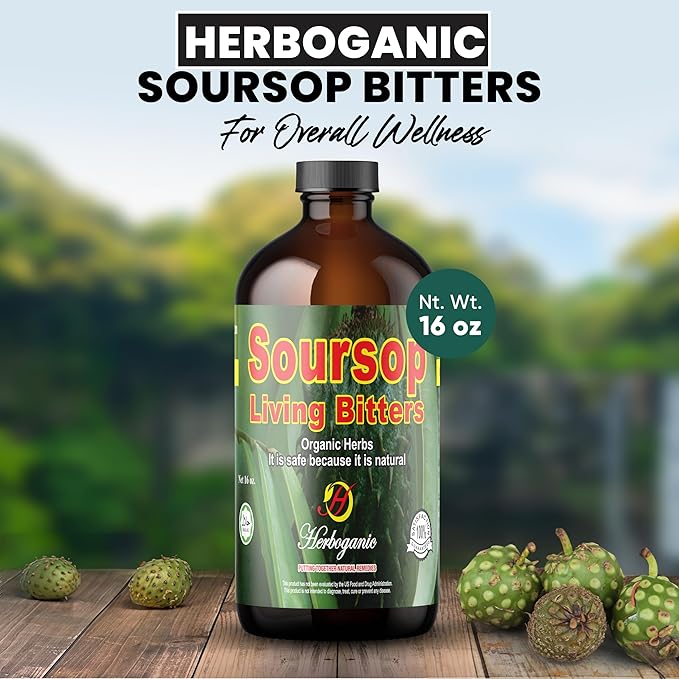 Herboganic Soursop Living Bitters for overall Health and wellness | Pack of 1 | 16 Oz